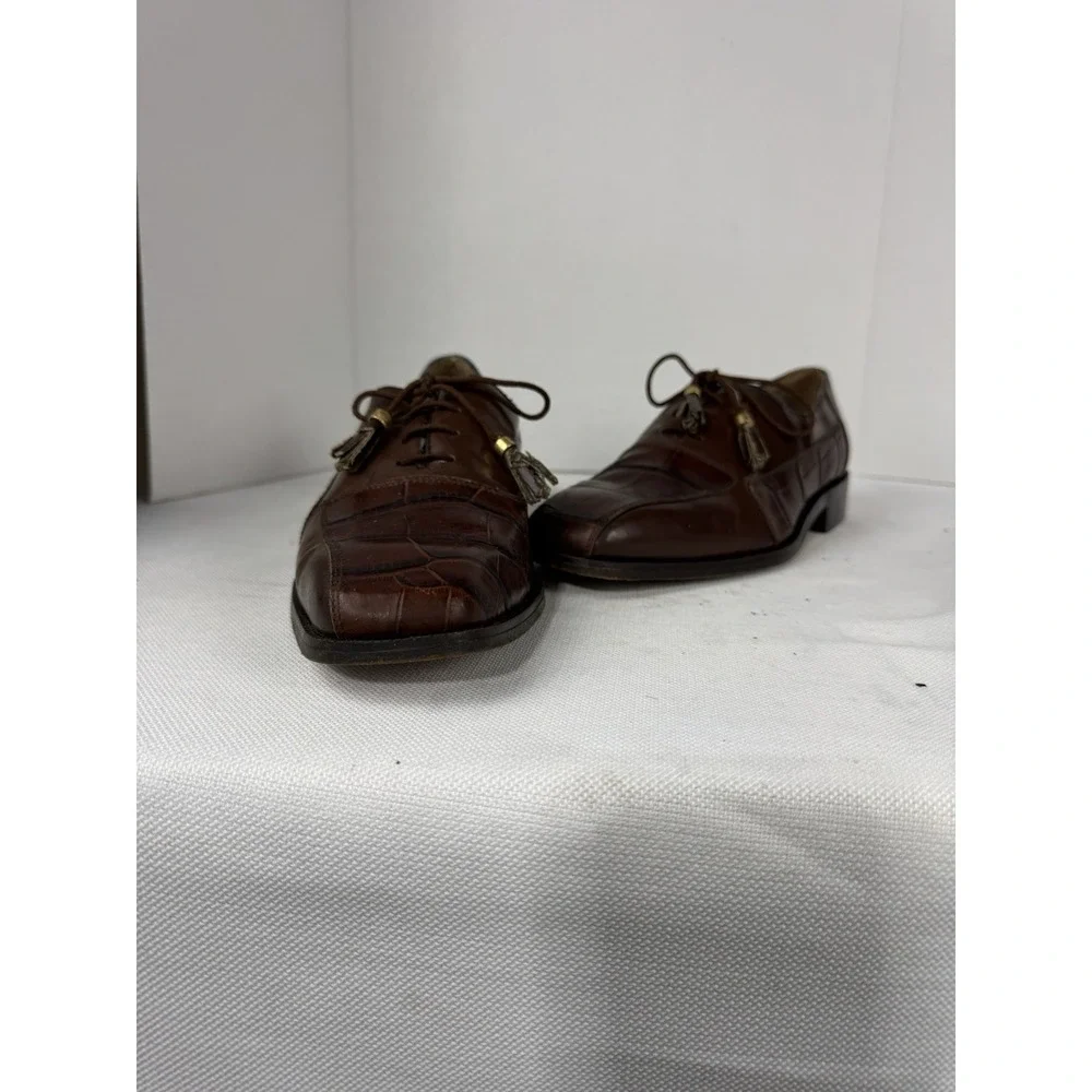 Marco Vicci‎ Rockford Croc Embossed Leather Wingtips tassels size 10